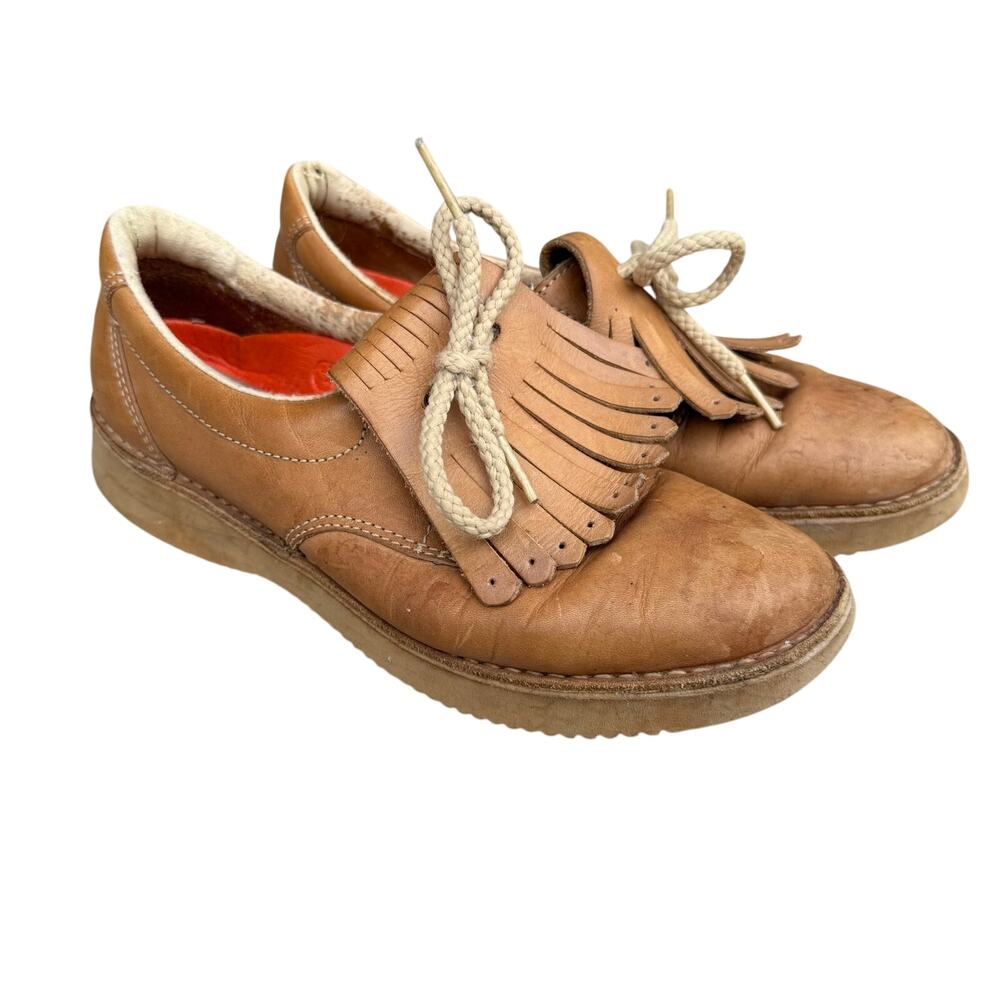 Rockport RocSport Women's Tan Leather Fringe Oxfords 7.5M‎
